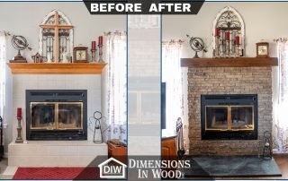 Before and After Fireplace Fire Place Transformation Stone Surround Remodeling Columbia MO Missouri